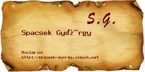 Spacsek György névjegykártya